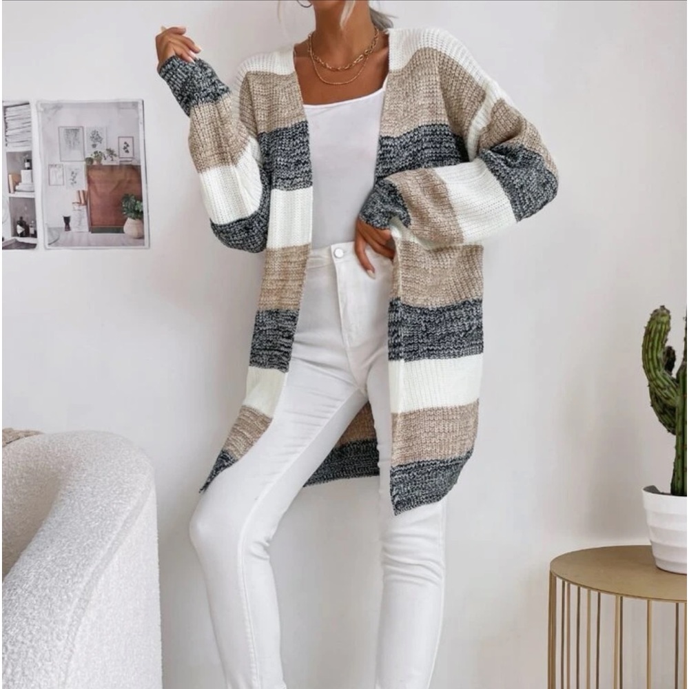 STRIPED MIDLENGTH CARDIGAN
